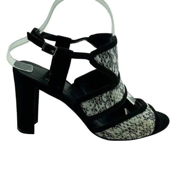 IMPO Shoes Sz 7M Black/White Reptile Print Sandals - Picture 6 of 7